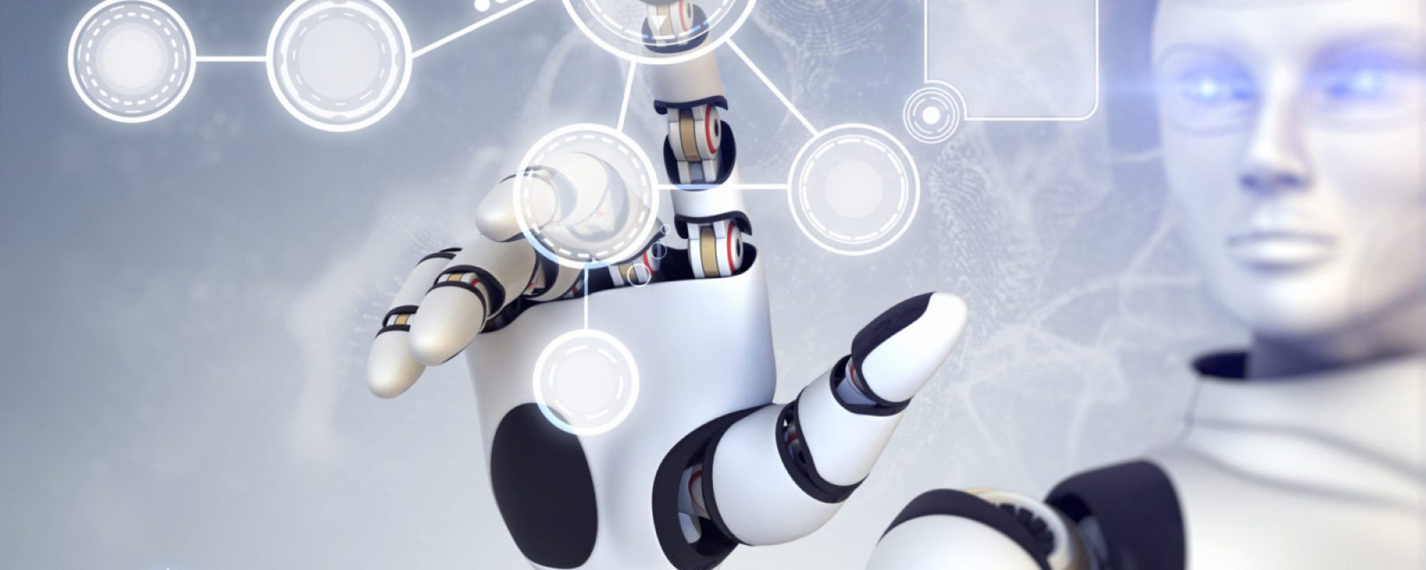 Robot android working touchscreen technology Robot android working touchscreen technology