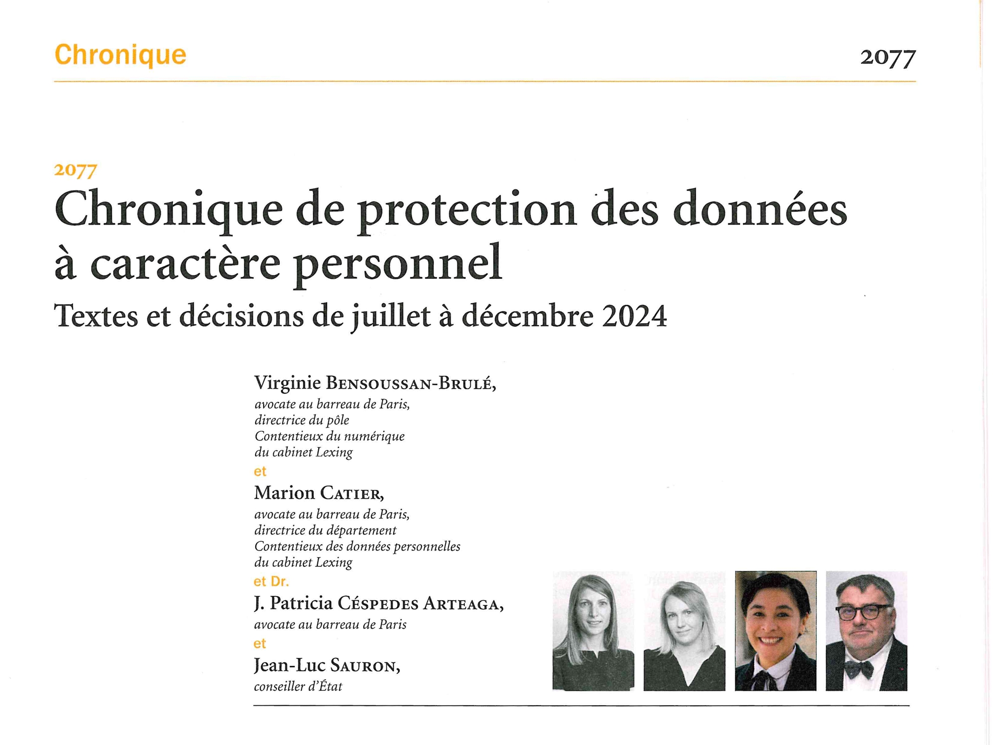 Chronique du 2e semestre 2024