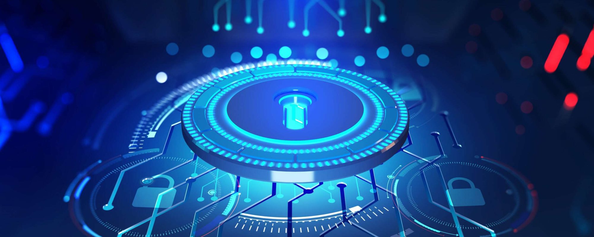 Security online. Data protection. Digital key and identification. Concept of cyberspace of the future. 3D illustration on tech background Security online. Data protection. Digital key and identification. Concept of cyberspace of the future. 3D illustration on tech background