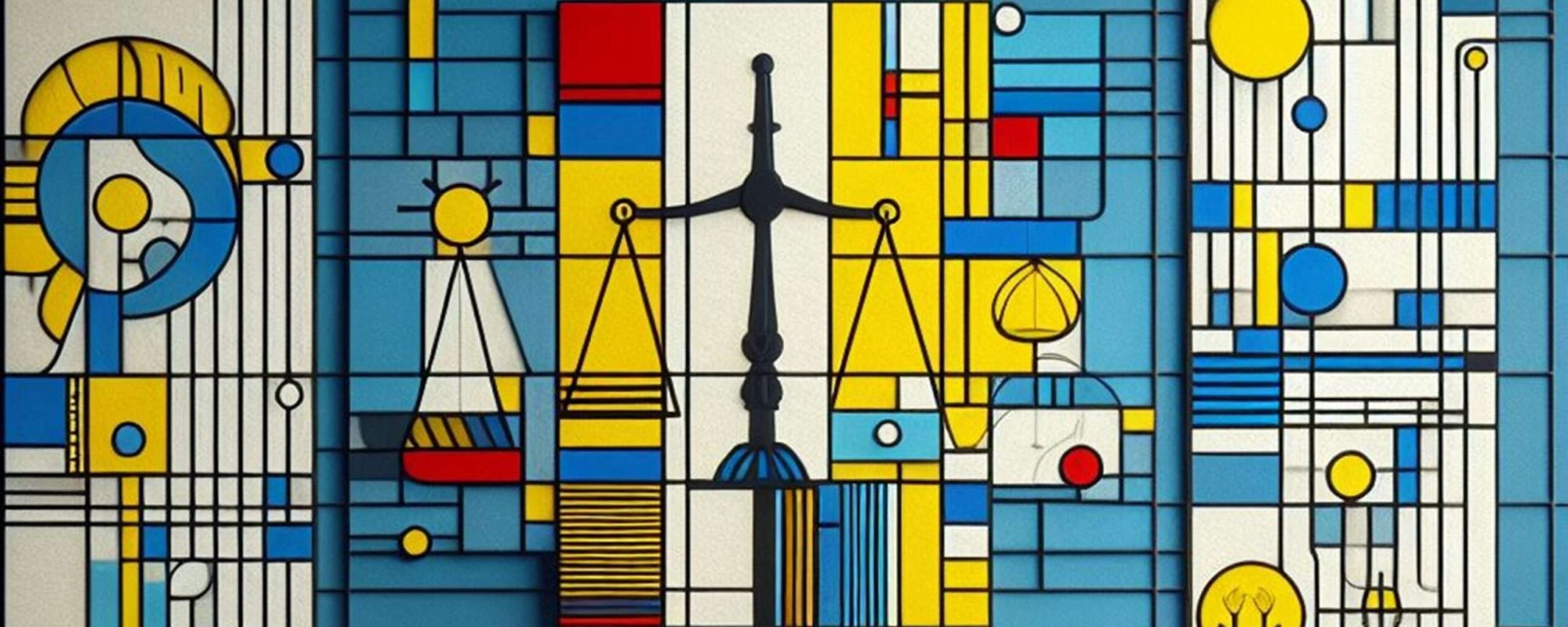 ChatGPT DALL-E Tribunal Intelligence artificielle Style mondrian Bandeau exploitation automatisée des écritures
